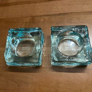 Beautiful Pair of Holmegaard Ice Blue Candle Holders